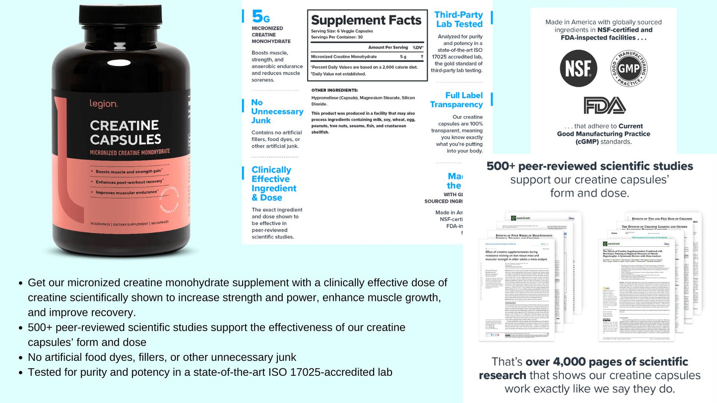 Legion Creatine Capsules- 30 Servings