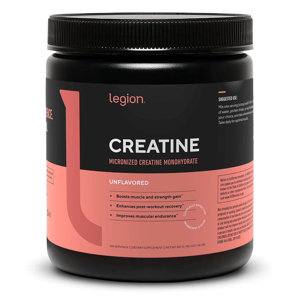 Legion Creatine Micronized Creatine Monohydrate Supplement 100 servings