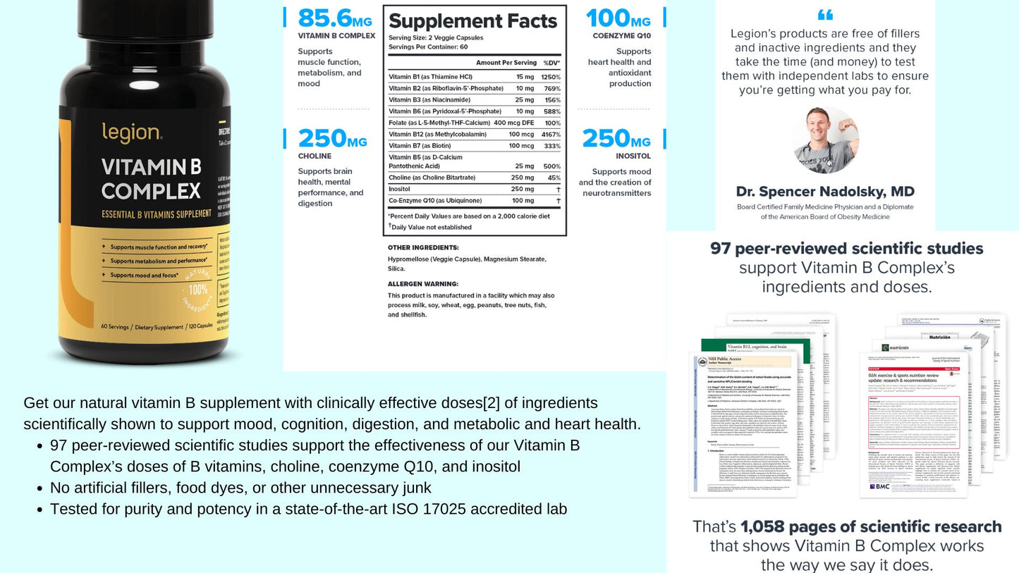 Legion Vitamin B Complex -  Essential B Vitamins Supplement